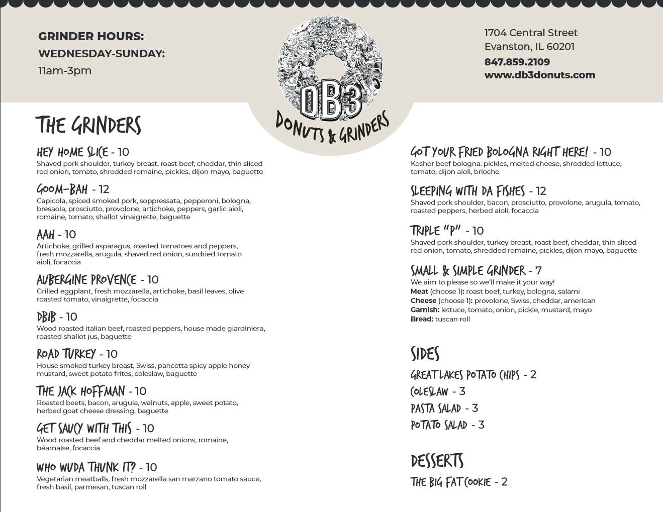 DB3 Small Batch Donuts & Hand Stuffed Grinders Evanston